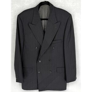 Feraud Blazer Mens 42 Gray Pinstripe Double Breasted Wool Jacket Made Italy